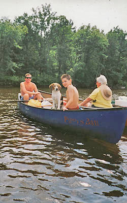 Dog in canoe