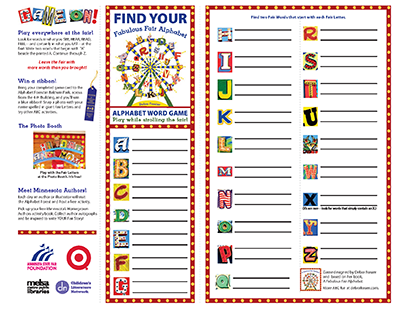 Find Your Fabulous Fair Alphabet Game Card