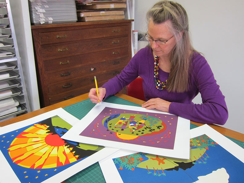 Debra Frasier inscribing art prints