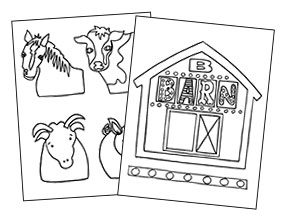 Barn Box Coloring Sheet & Animal Puppets